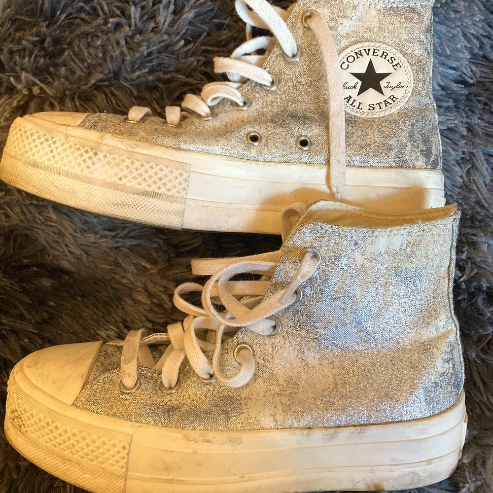 Snake skin sparkle platform Converse